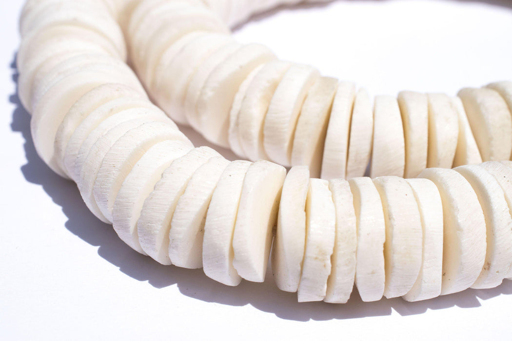 White Coconut Bone Heishi Beads (20mm) - The Bead Chest