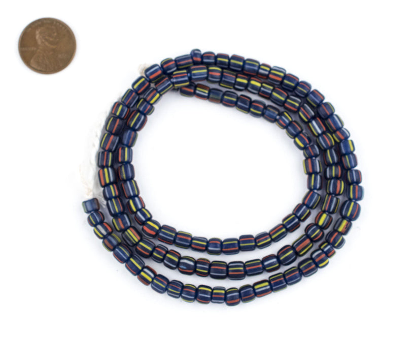 Cobalt Stripe Java Gooseberry Beads - The Bead Chest