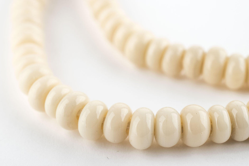 Beige Java Glass Donut Beads (6mm) - The Bead Chest