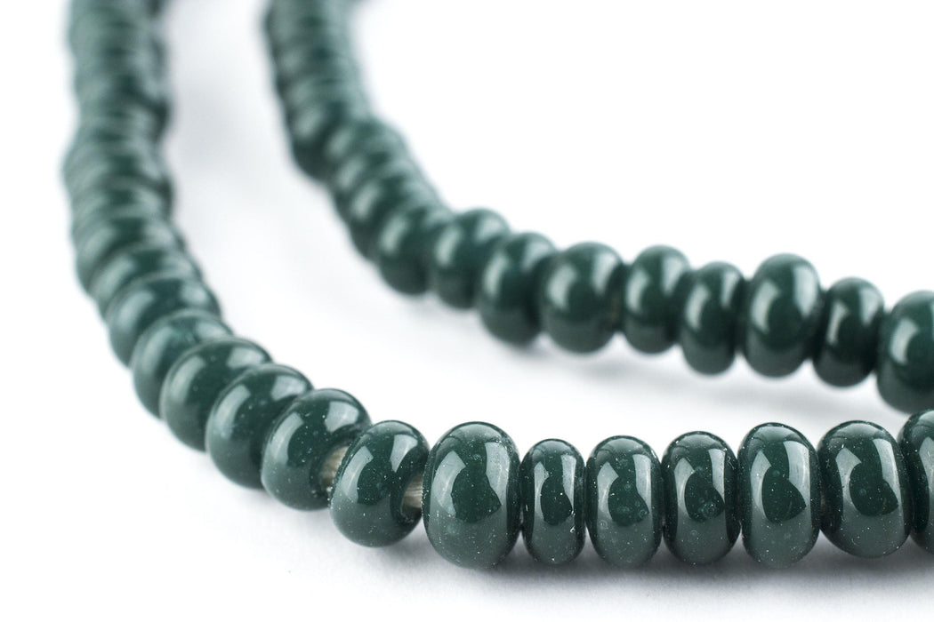 Dark Green Java Glass Donut Beads (6mm) - The Bead Chest