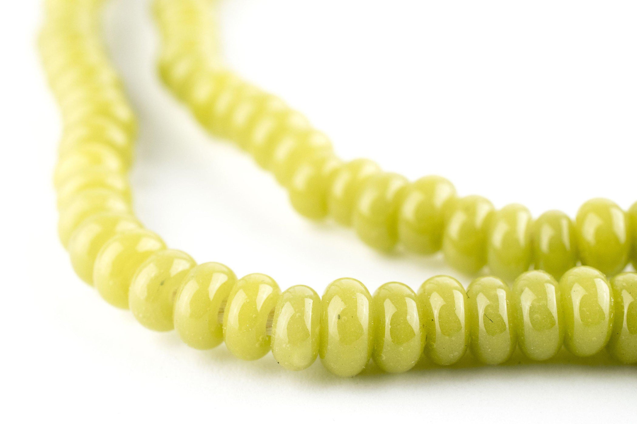 Java Lime Lime Green Java Glass Donut Beads (6mm) — The Bead Chest