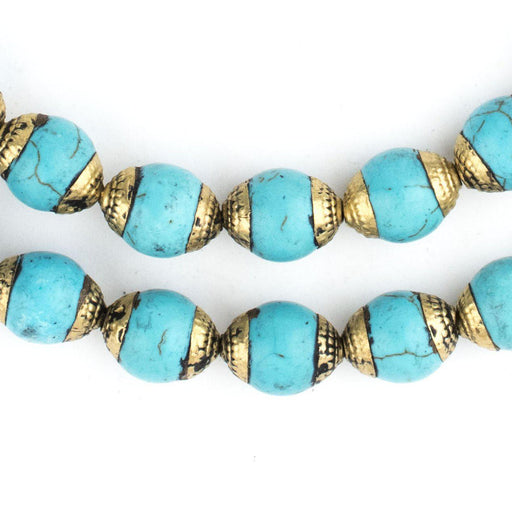 Turquoise Nepali Brass Capped Beads - The Bead Chest
