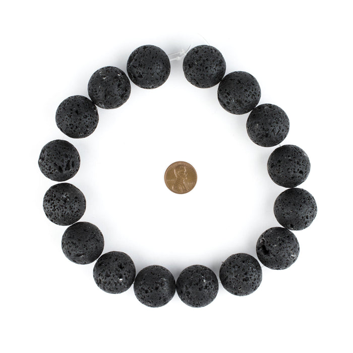 Black Volcanic Lava Beads (24mm) - The Bead Chest
