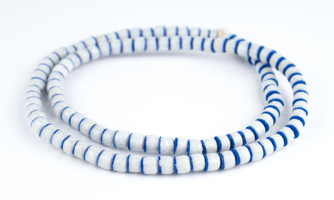 Blue-White Stripe Sandcast - The Bead Chest