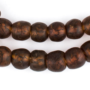 Amber Black Swirl Recycled Glass Beads (14mm)