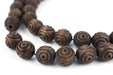 Carved Vintage-Style Round Olive Wood Beads from Bethlehem (10mm) - The Bead Chest