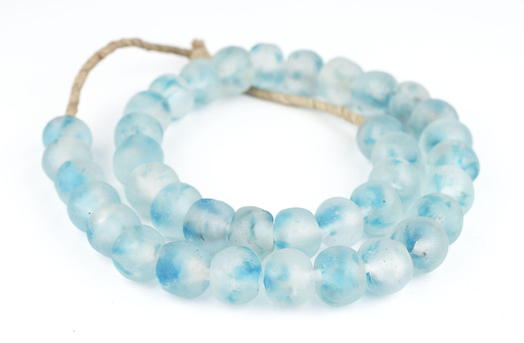 Speckled Blue Recycled Glass Beads (18mm) - The Bead Chest