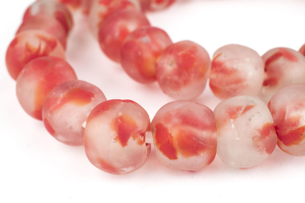 Speckled Red Recycled Glass Beads (18mm) - The Bead Chest