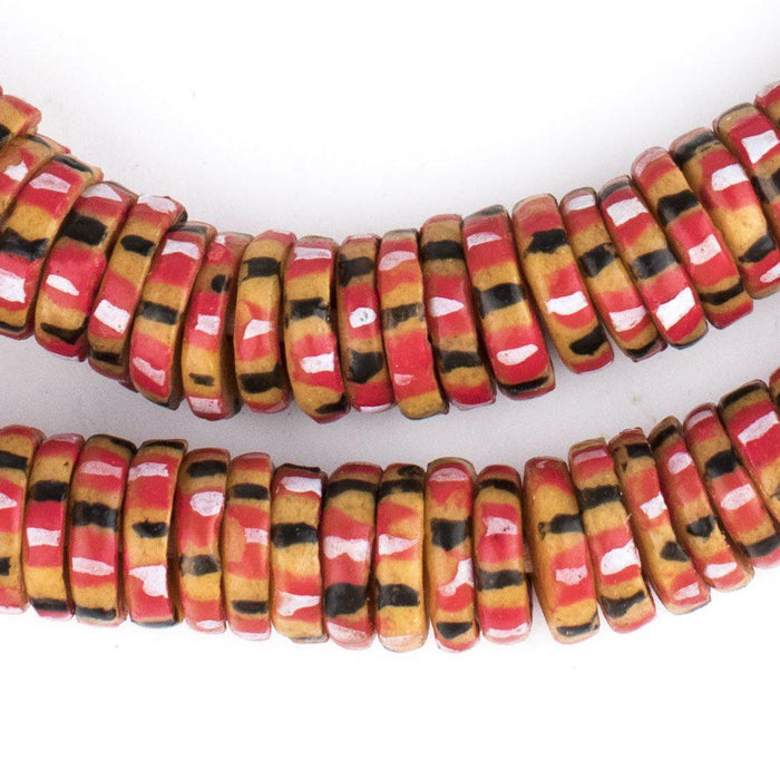 Autumn Medley Chevron Style Aja Krobo Beads (15mm) - The Bead Chest