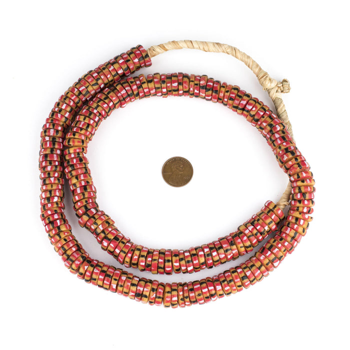 Autumn Medley Chevron Style Aja Krobo Beads (15mm) - The Bead Chest