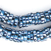 African Blue Chevron-Style Aja Krobo Beads (14mm)