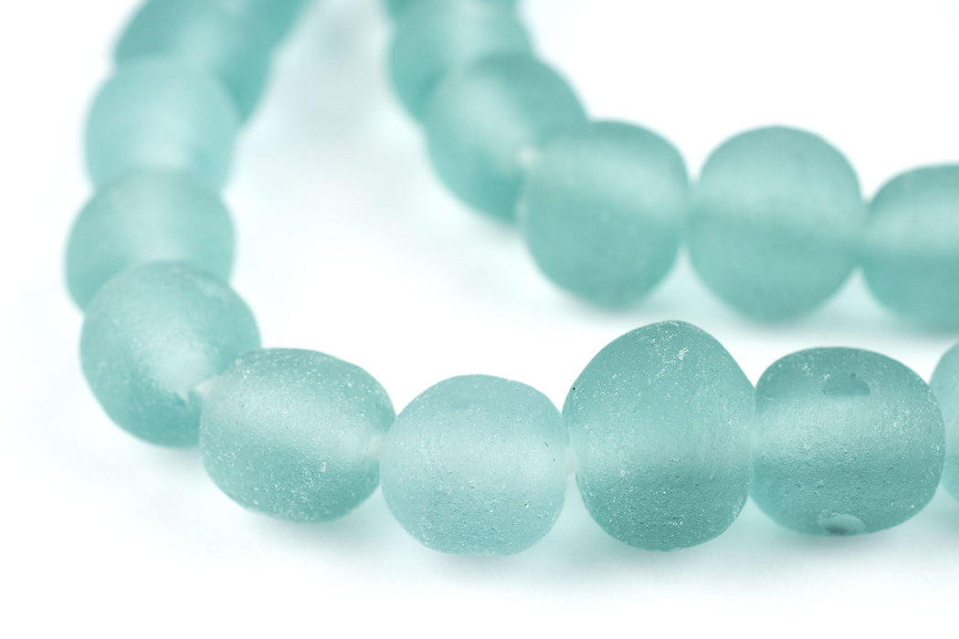Clear Marine Round Java Recycled Glass Beads (11mm) - The Bead Chest
