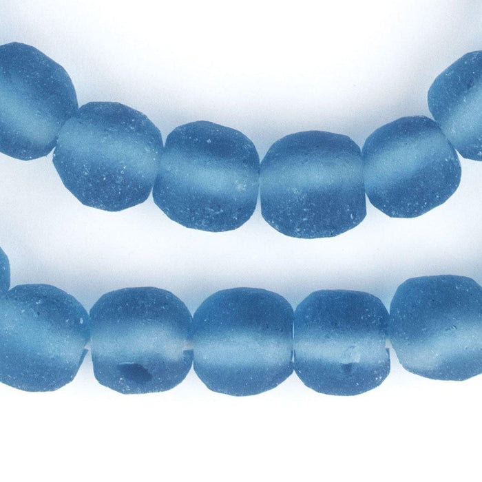 Light Blue Round Java Recycled Glass Beads (11mm) - The Bead Chest