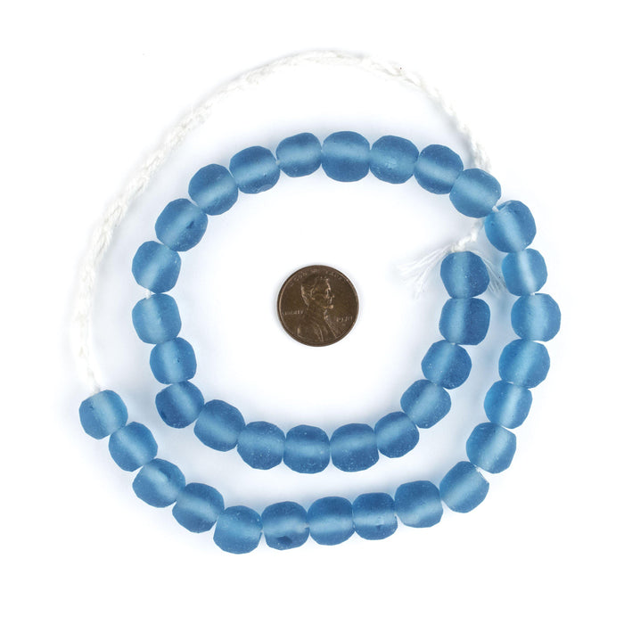 Light Blue Round Java Recycled Glass Beads (11mm) - The Bead Chest