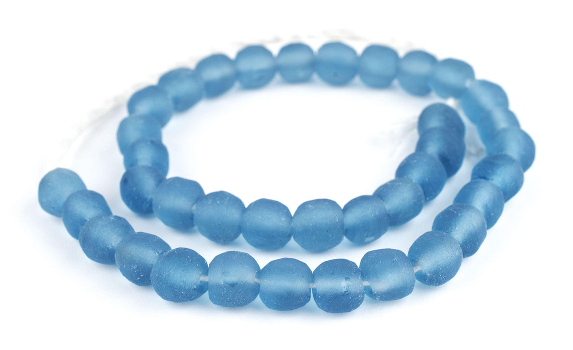 Light Blue Round Java Recycled Glass Beads (11mm) - The Bead Chest