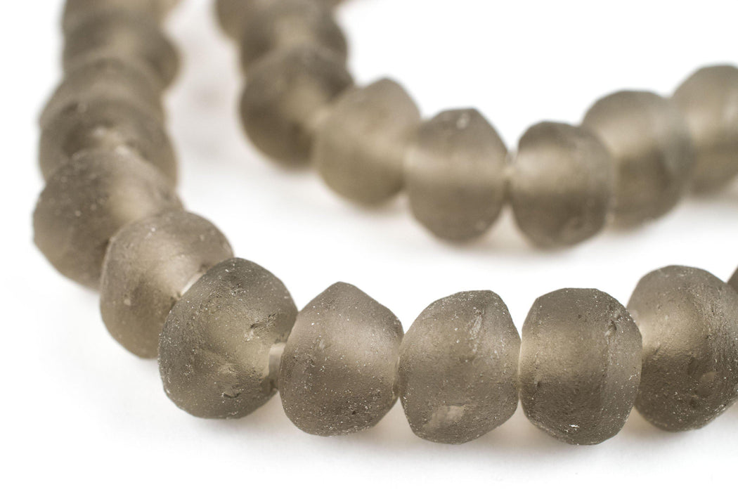 Groundhog Grey Rondelle Java Recycled Glass Beads (11mm) - The Bead Chest