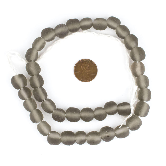 Groundhog Grey Round Java Recycled Glass Beads (11mm) - The Bead Chest