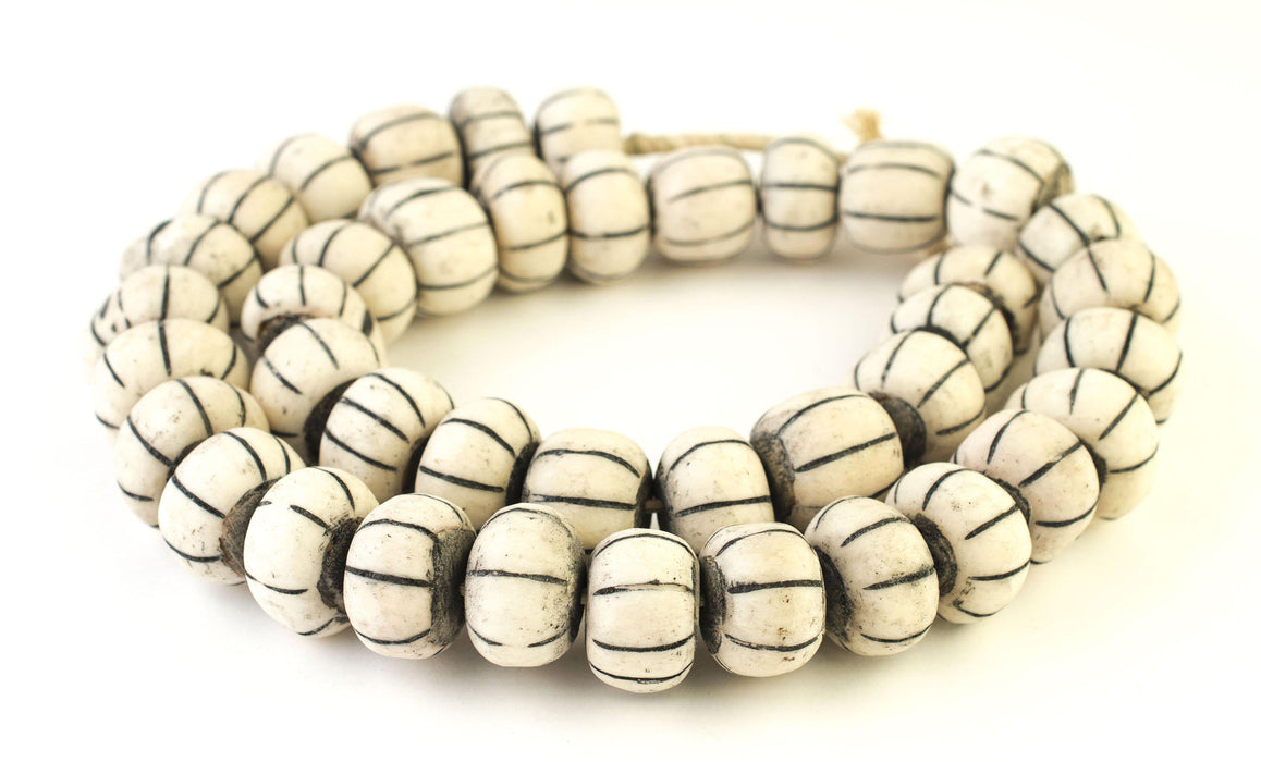 Dark Watermelon Carved Bone Beads (Large) - The Bead Chest