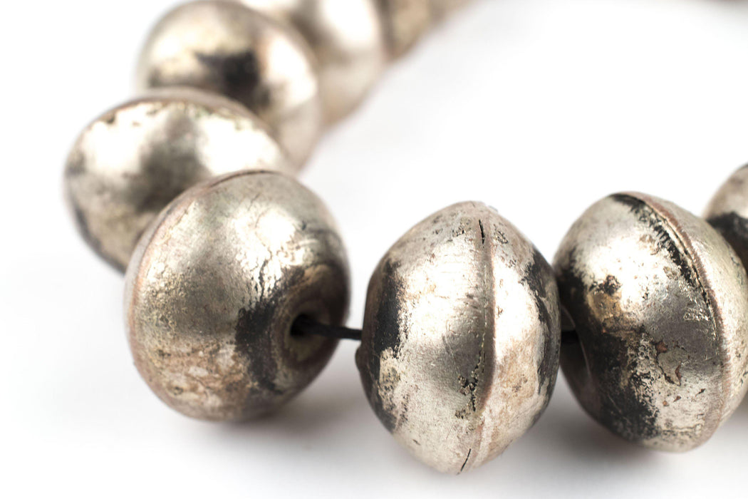 Jumbo Vintage Ethiopian White Metal Bicone Beads (15x21mm) - The Bead Chest
