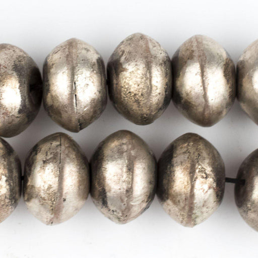 Jumbo Vintage Ethiopian White Metal Bicone Beads (15x21mm) - The Bead Chest