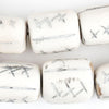 Matte Carved X Design Bone Beads (Barrel)