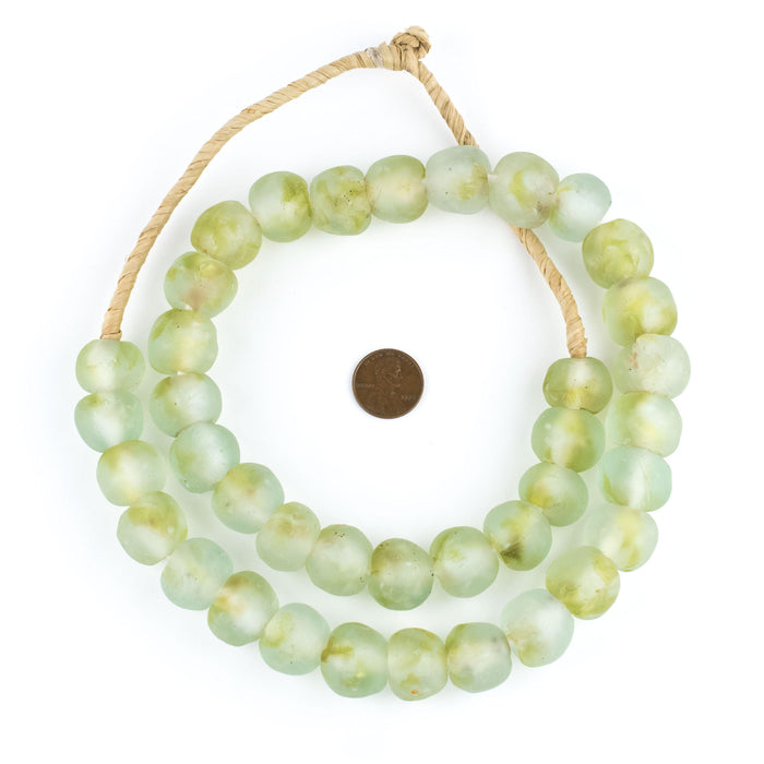 Lime Swirl Recycled Glass Beads (18mm) - The Bead Chest