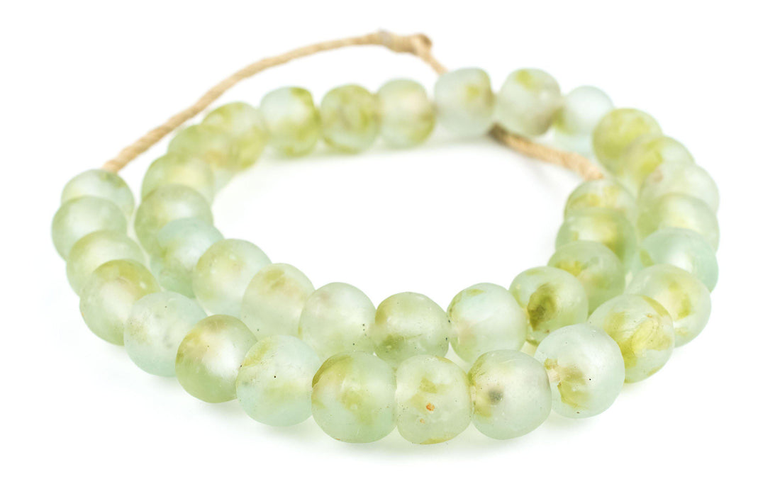 Lime Swirl Recycled Glass Beads (18mm) - The Bead Chest