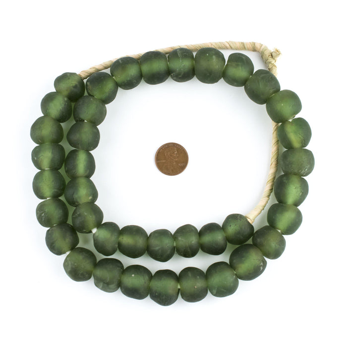 Asparagus Green Recycled Glass Beads (18mm) - The Bead Chest
