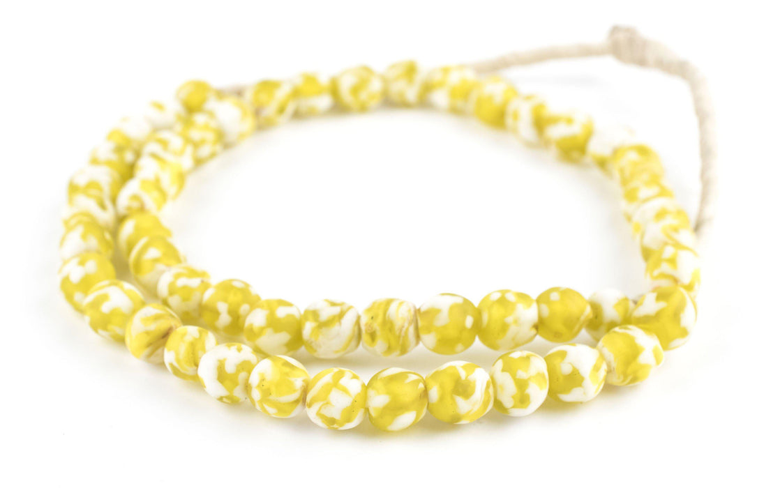 Sunflower Yellow Fused Recycled Glass Beads (11mm) - The Bead Chest