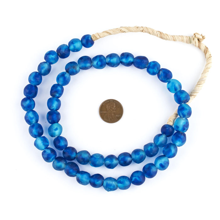 Aqua Swirl Recycled Glass Beads (11mm) - The Bead Chest