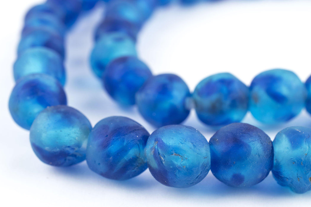 Aqua Swirl Recycled Glass Beads (11mm) - The Bead Chest