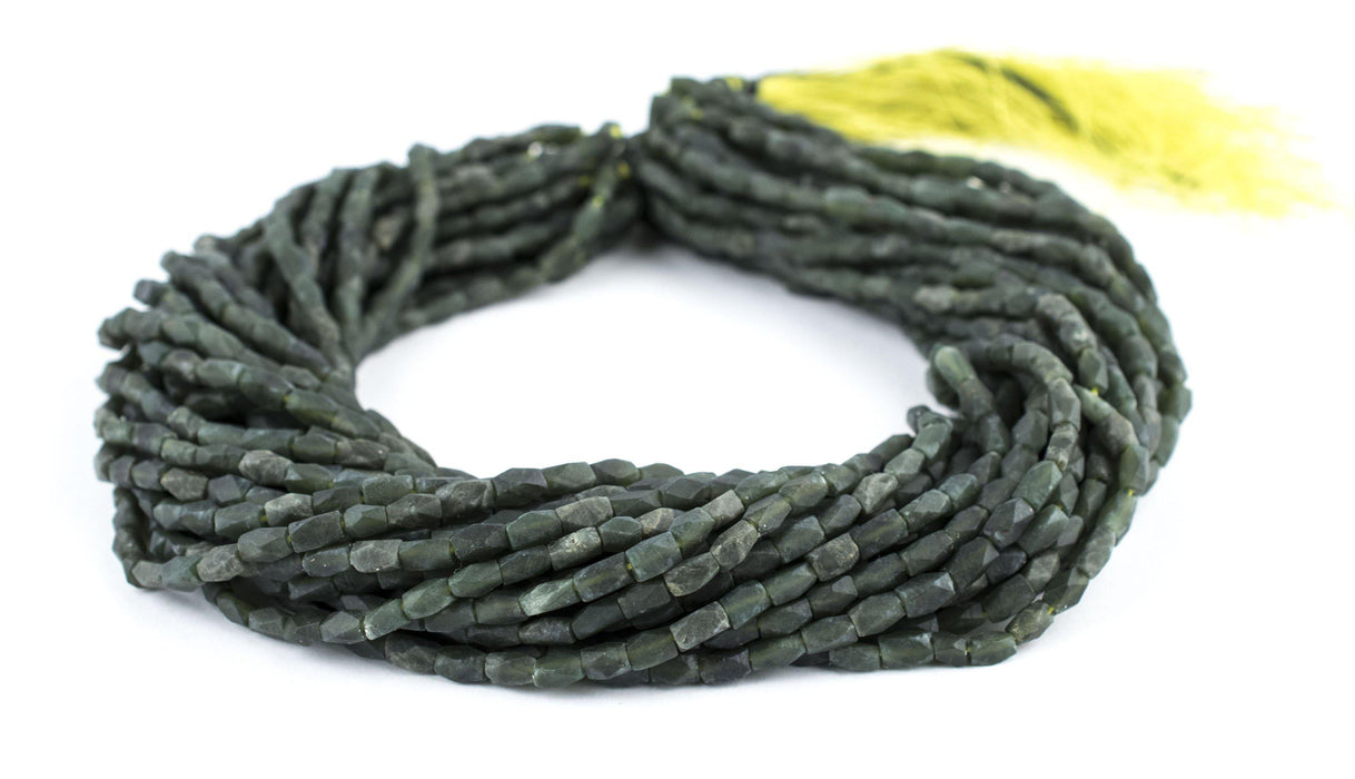 Faceted Green Serpentine Bicone Beads (4x3mm) - The Bead Chest
