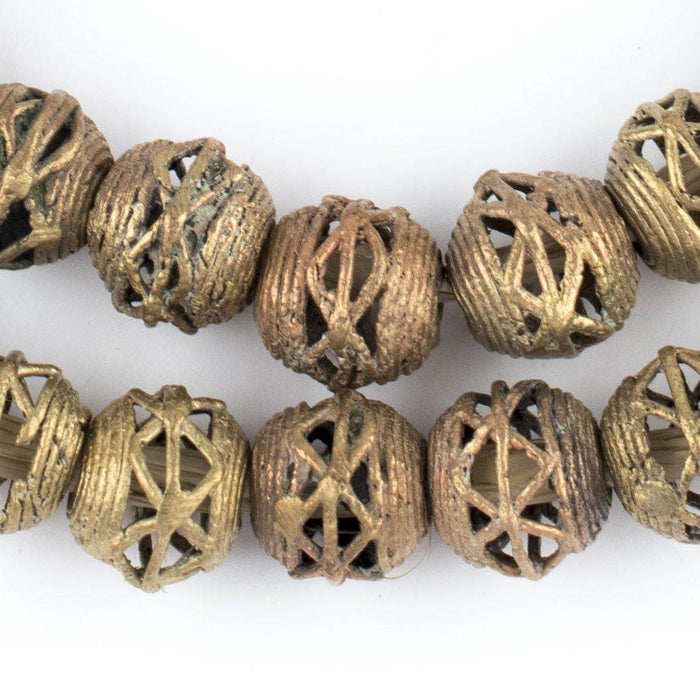 Criss Cross Brass Filigree Globe Beads (14mm) - The Bead Chest