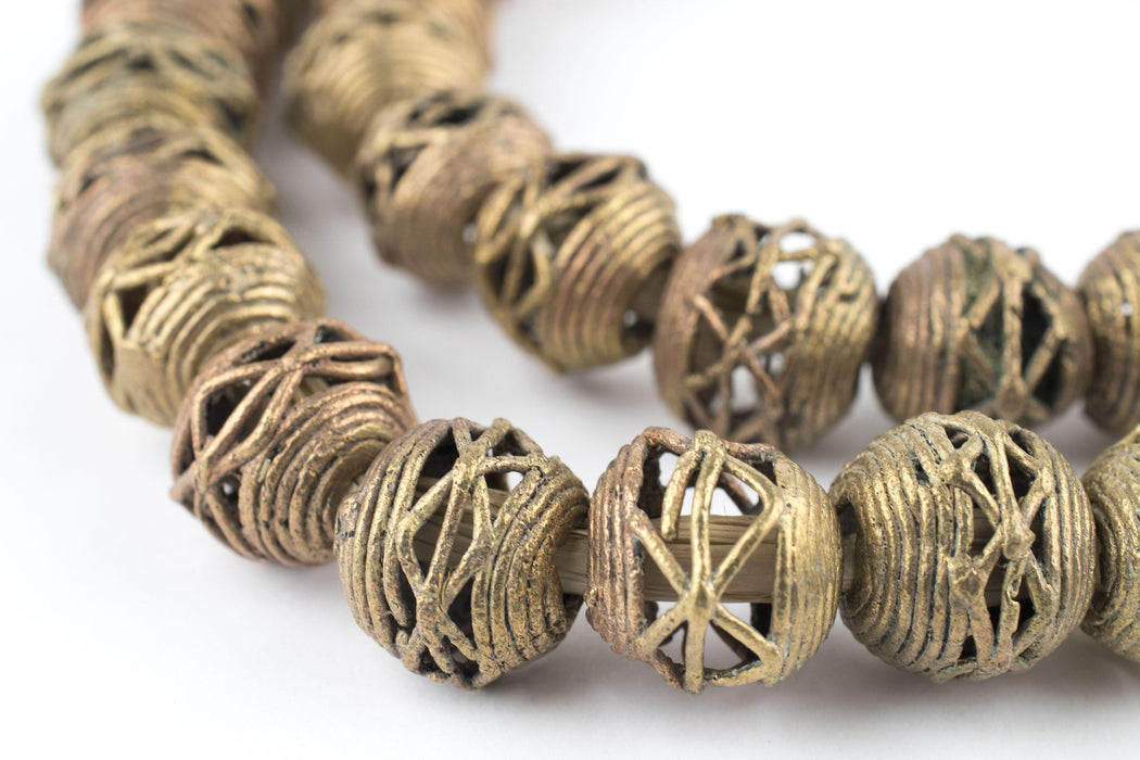 Criss Cross Brass Filigree Globe Beads (14mm) - The Bead Chest