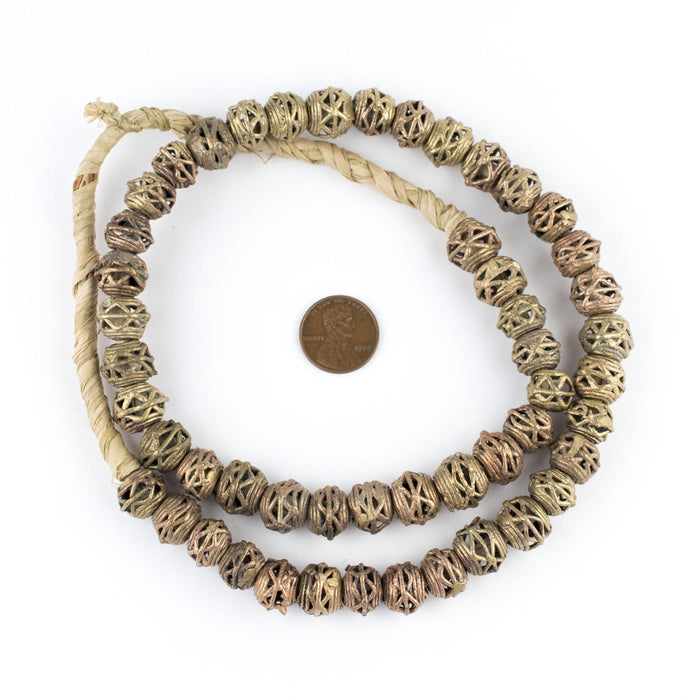 Criss Cross Brass Filigree Globe Beads (12mm) - The Bead Chest