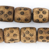 Carved Eye Brown Bone Beads (Barrel)