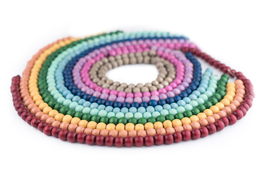 10 Strand Rainbow Bundle: Natural Wood Beads (8mm) - The Bead Chest