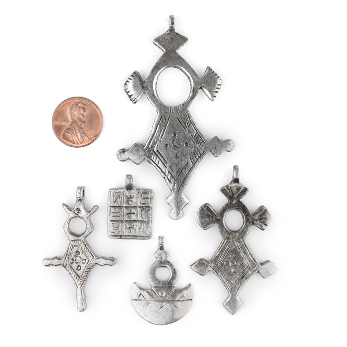 5 Pack: Silver Tuareg Tribal Pendants - The Bead Chest
