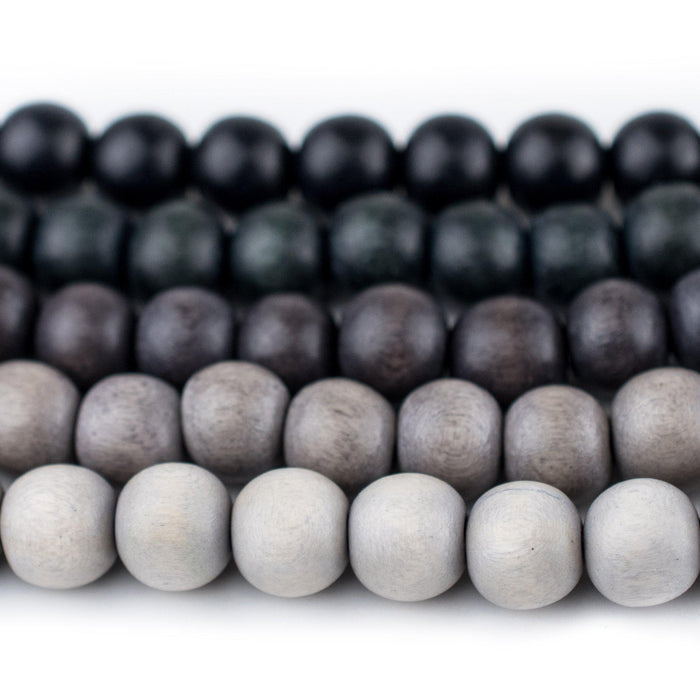 5 Strand Bundle: Grey Natural Wood Beads (8mm) - The Bead Chest