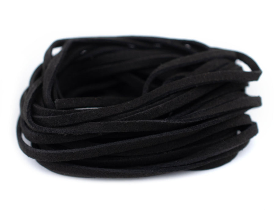 3mm Flat Black Faux Suede Cord (15ft) - The Bead Chest