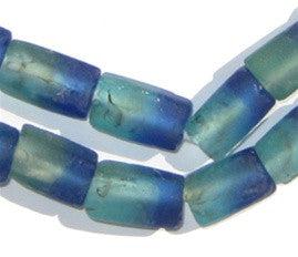 Seaside Rectangular Recycled Glass Beads 16mm - The Bead Chest