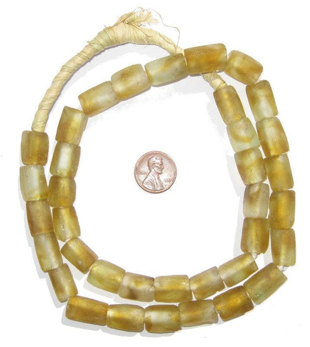 Brown Swirl Rectangular Recycled Glass Beads 16mm - The Bead Chest