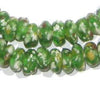 Green Mosaic Rondelle Recycled Glass Beads