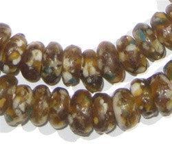 Brown Mosaic Rondelle Recycled Glass Beads - The Bead Chest