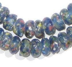 Blue Mosaic Rondelle Recycled Glass Beads - The Bead Chest