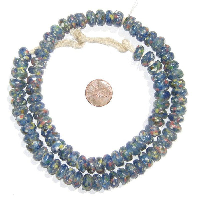 Blue Mosaic Rondelle Recycled Glass Beads - The Bead Chest