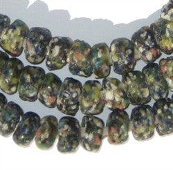 Olive Green Mosaic Rondelle Recycled Glass Beads - The Bead Chest