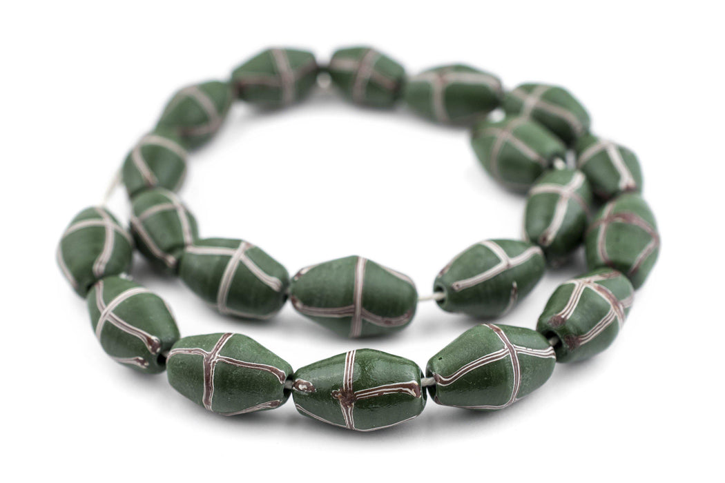 Dark Green Java French Cross Beads - The Bead Chest