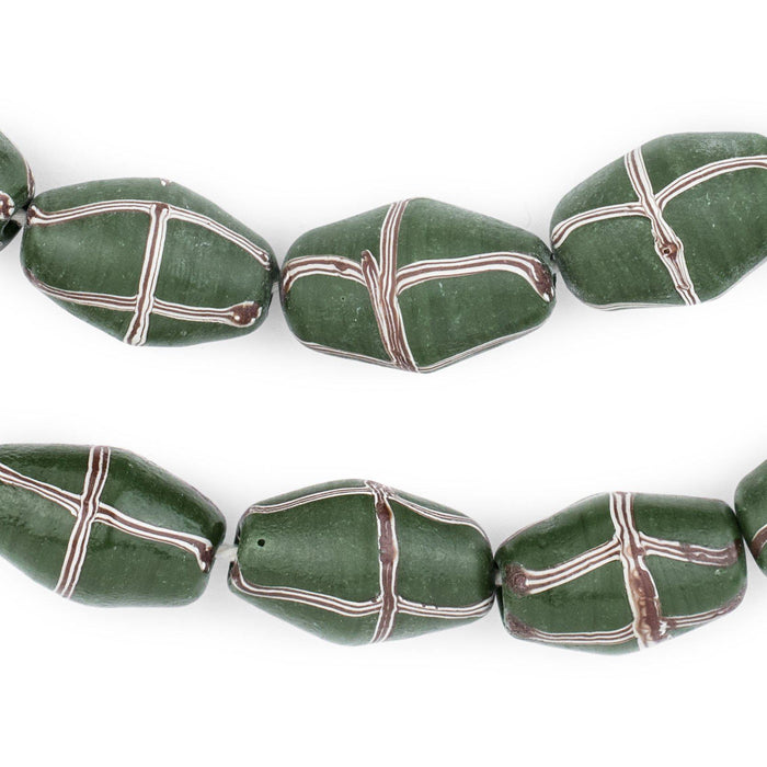 Dark Green Java French Cross Beads - The Bead Chest