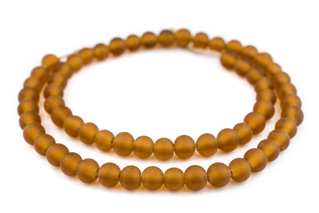 Amber Frosted Sea Glass Beads (9mm) - The Bead Chest